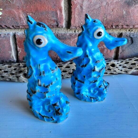 Vintage MCM Rare Studio Pottery Anthropomorphic Seahorse Figurines - Kitschy - Picture 4 of 15